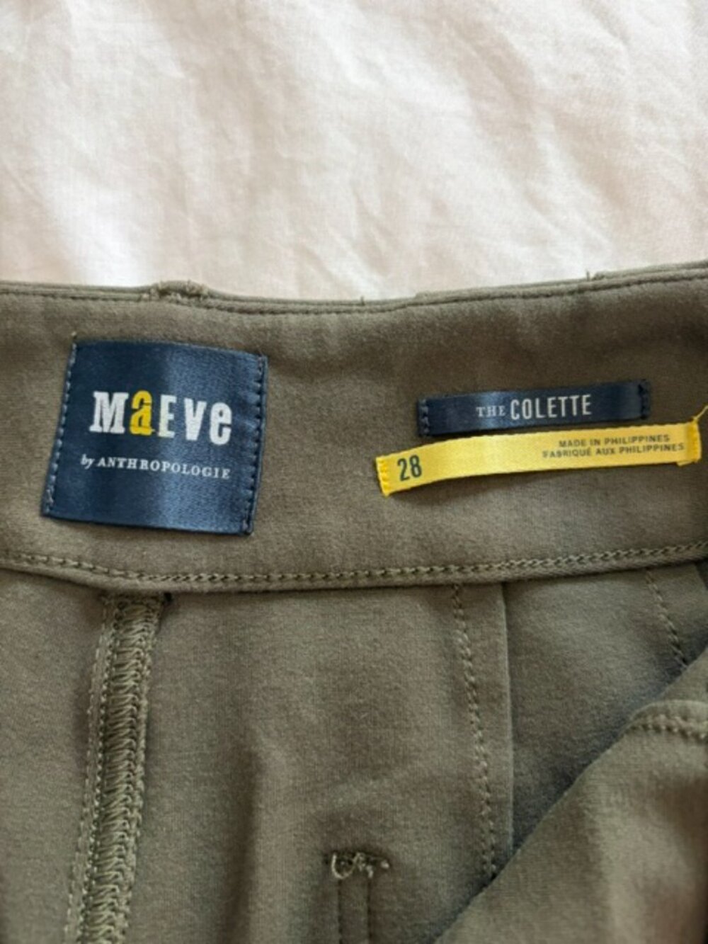 Anthropologie Maeve Colette Cropped Wide Leg Ponte Pants Size 28 Olive Green - Picture 5 of 5